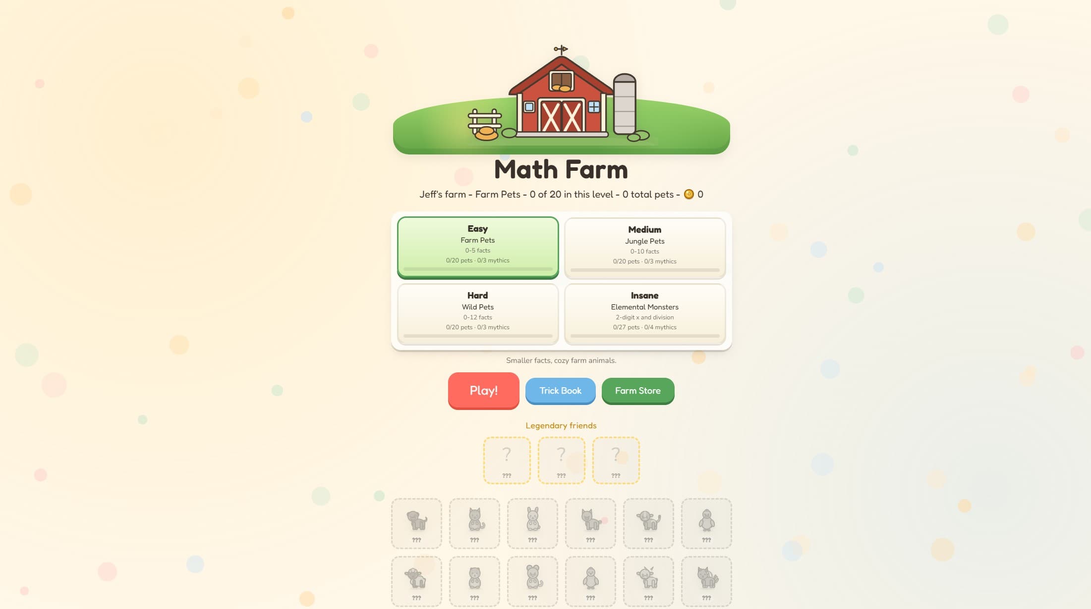 Math Farm interface