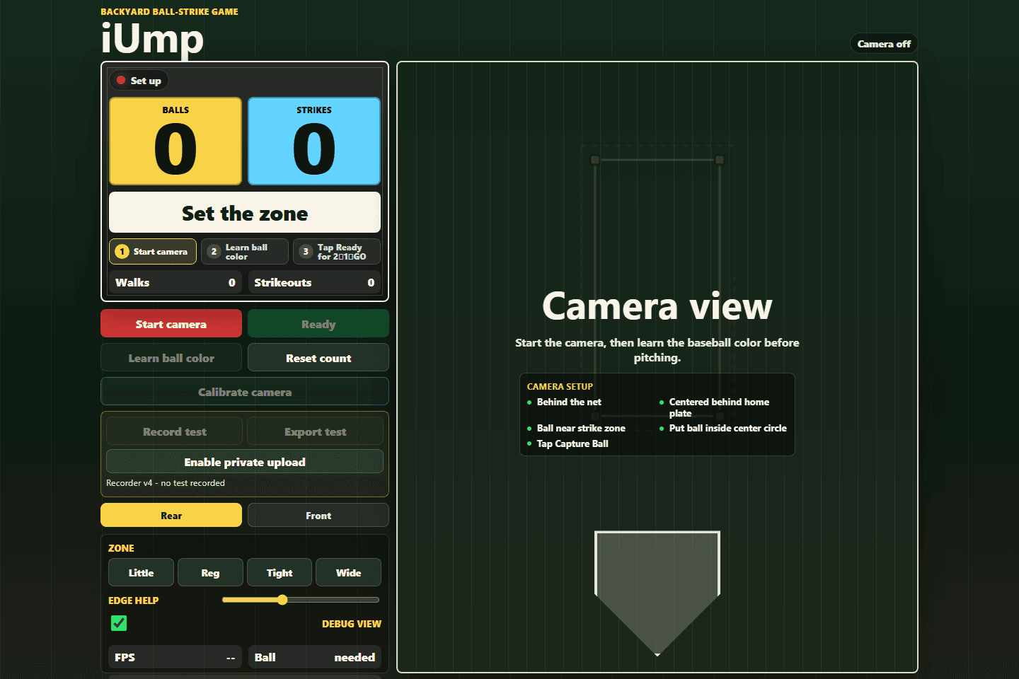 Pitcher Trainer interface